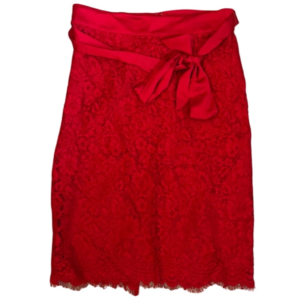 J Crew Waist Bow Tie Lace Red Skirt 14